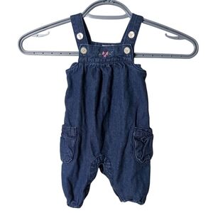 Chaps Denim Bib Overalls Blue‎ Jean Size 3 Months ~Snaps ~Adjustable